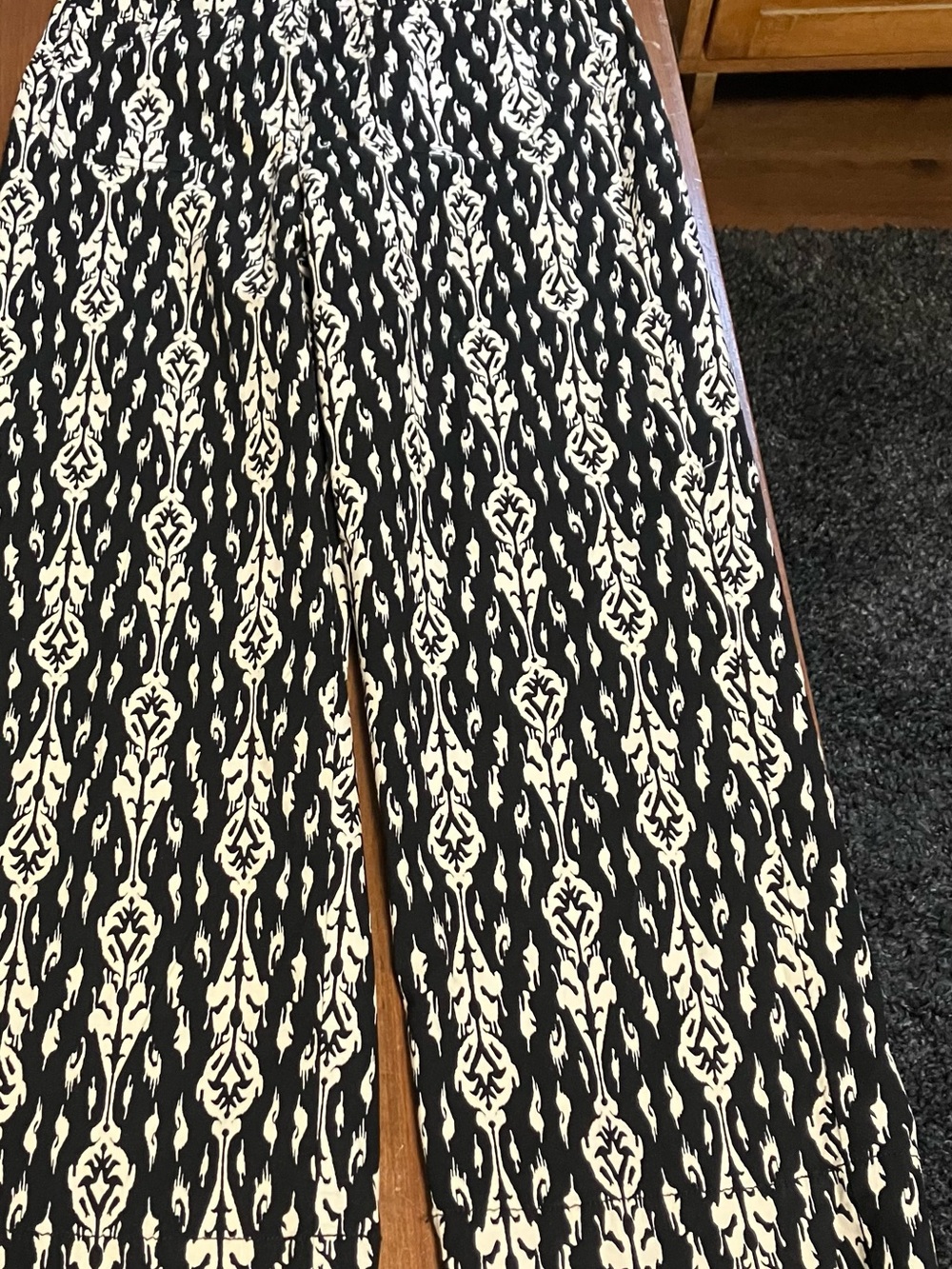 Nicole Miller Black and Cream Ikat-Style Women’s Trousers